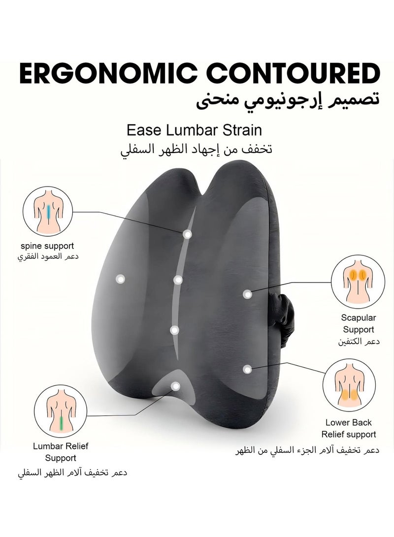 وسادة دعم لطيف للظهر، وسادة كرسي مكتبية، وسادة ذاكرة للظهر، ووسادة دعم للظهر لكرسي ألعاب الكمبيوتر في السيارة، ووسادة ظهر إرجمونيكية مع حزامات قابلة للتعديل - Image 2